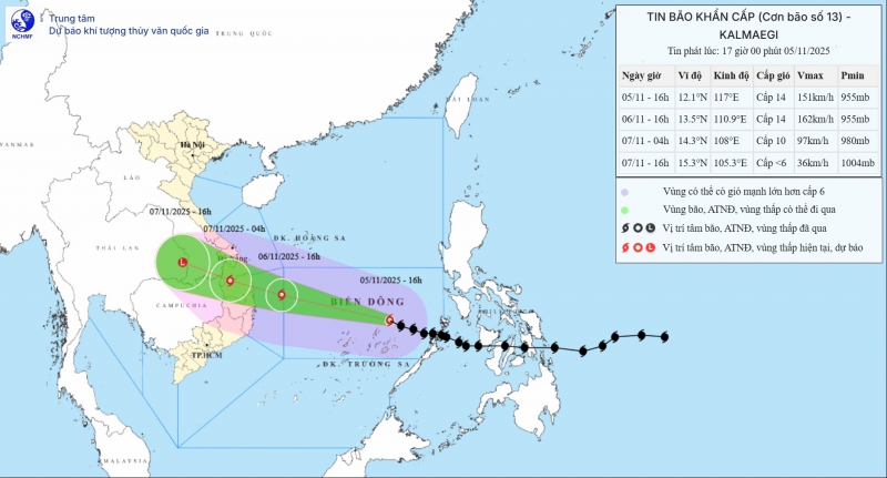 Bố trí lực lượng ứng trực sẵn tại các địa bàn trọng yếu ứng phó bão số 13