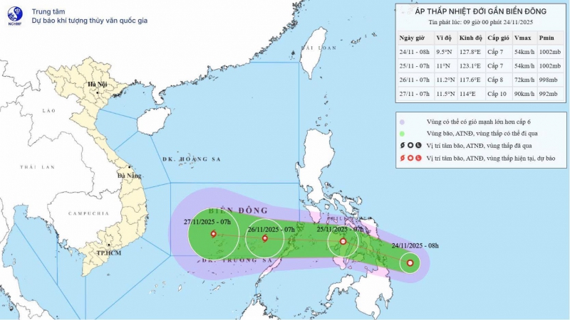 Biển Đông sắp đón bão số 15, hướng về đất liền Nam Trung Bộ