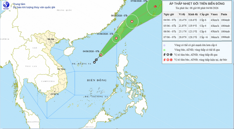 Tin mới nhất về áp thấp nhiệt đới đầu tiên của năm 2026 trên Biển Đông